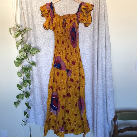 Dresses & Skirts - Handmade gorgeous bold print smocked maxi dress
